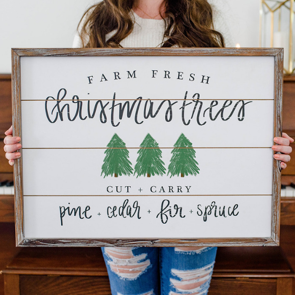 CHRISTMAS TREES SHIPLAP WOOD SIGN