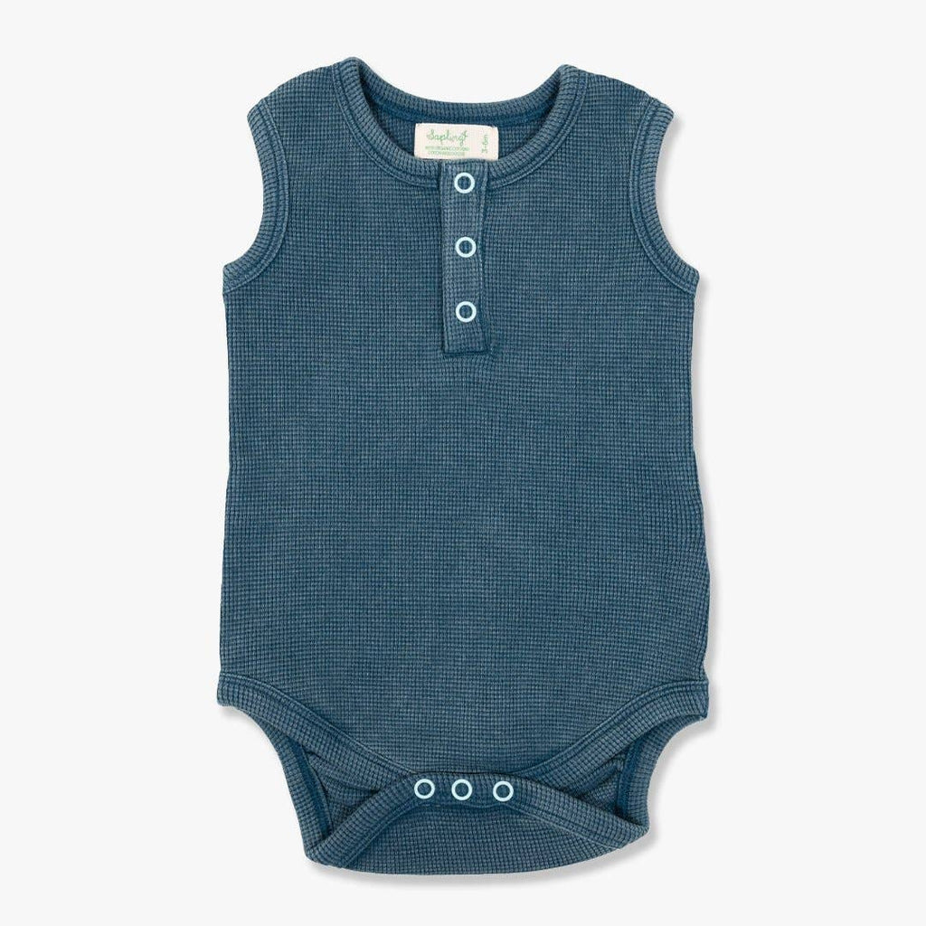 VINTAGE BLUE WAFFLE TANK BODYSUIT