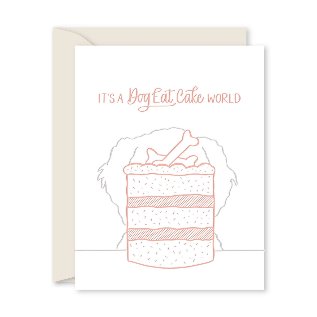 DOG EAT CAKE GREETING CARD