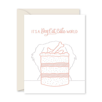 DOG EAT CAKE GREETING CARD