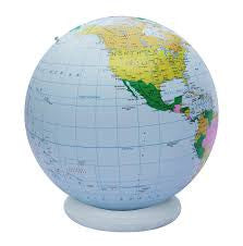 INFLATABLE BLUE POLITICAL GLOBE
