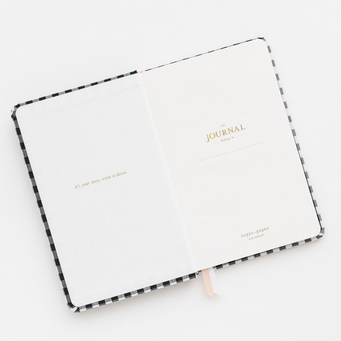 Sugar Paper Essential Journal-Black and White Gingham Linen