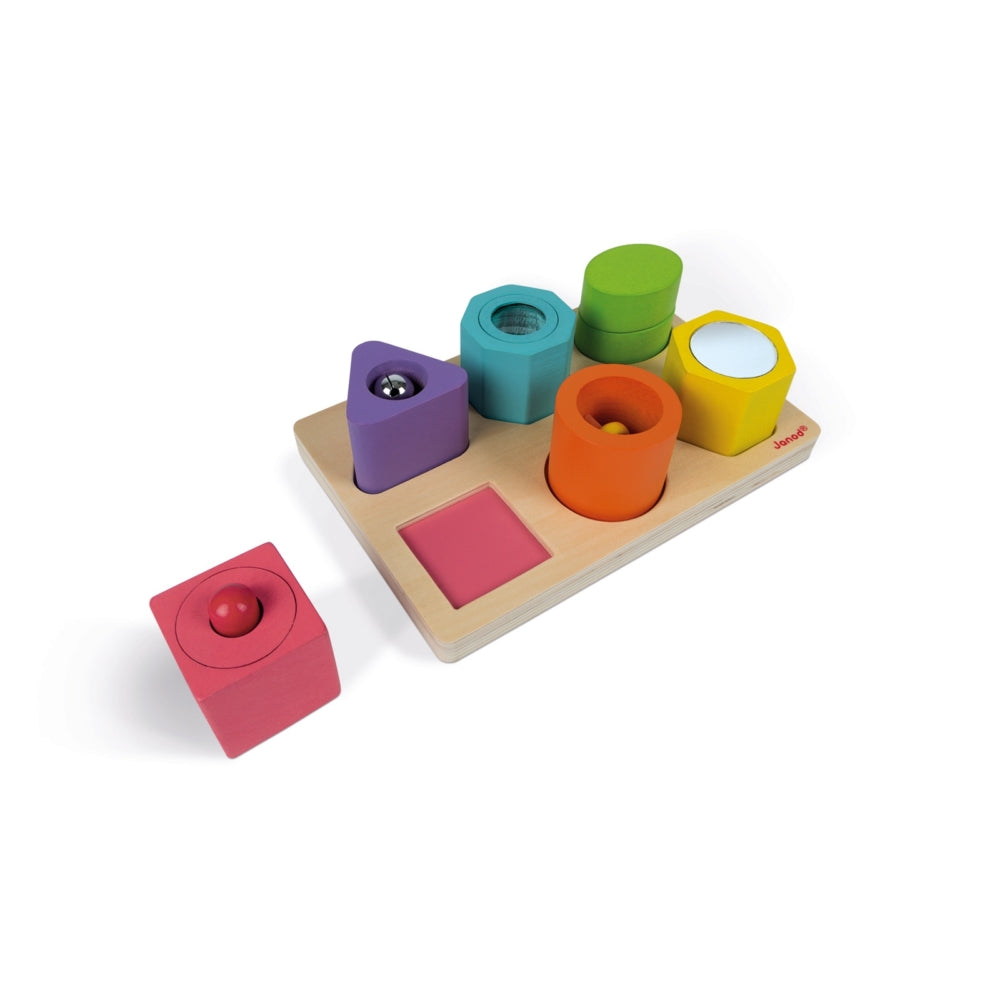 WOOD SHAPES & SOUNDS 6-BLOCK PUZZLE