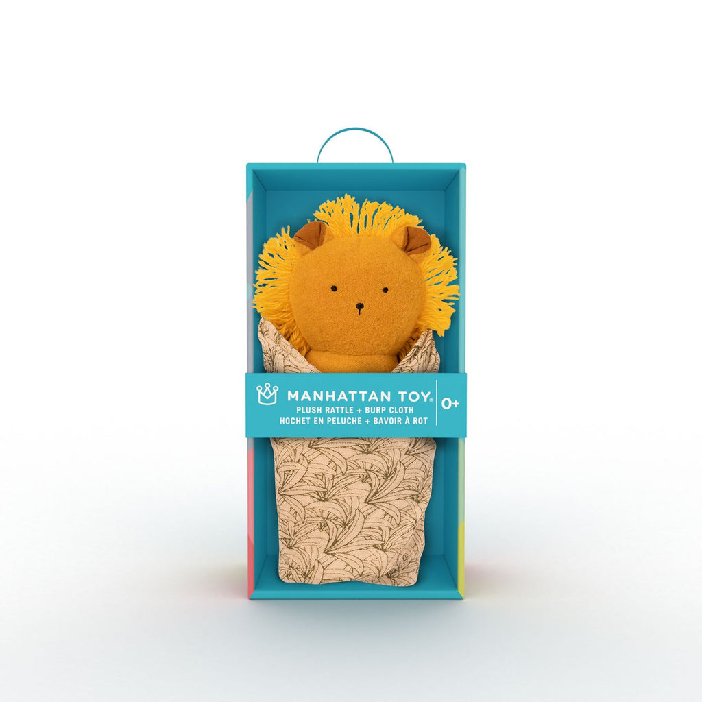 LION RATTLE + BURP CLOTH