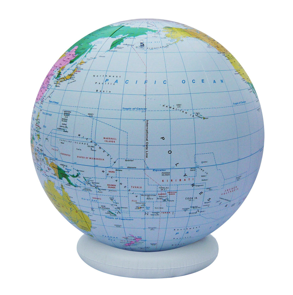 INFLATABLE BLUE POLITICAL GLOBE
