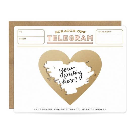 PINK AND GOLD TELEGRAM SCRATCH-OFF CARD