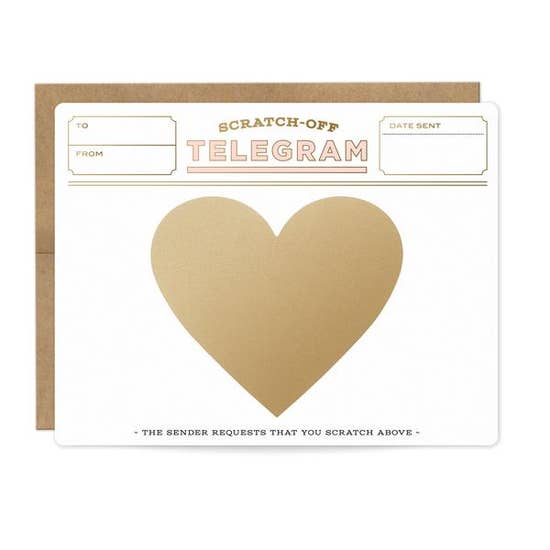 PINK AND GOLD TELEGRAM SCRATCH-OFF CARD