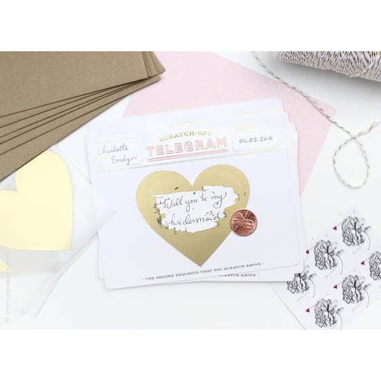PINK AND GOLD TELEGRAM SCRATCH-OFF CARD