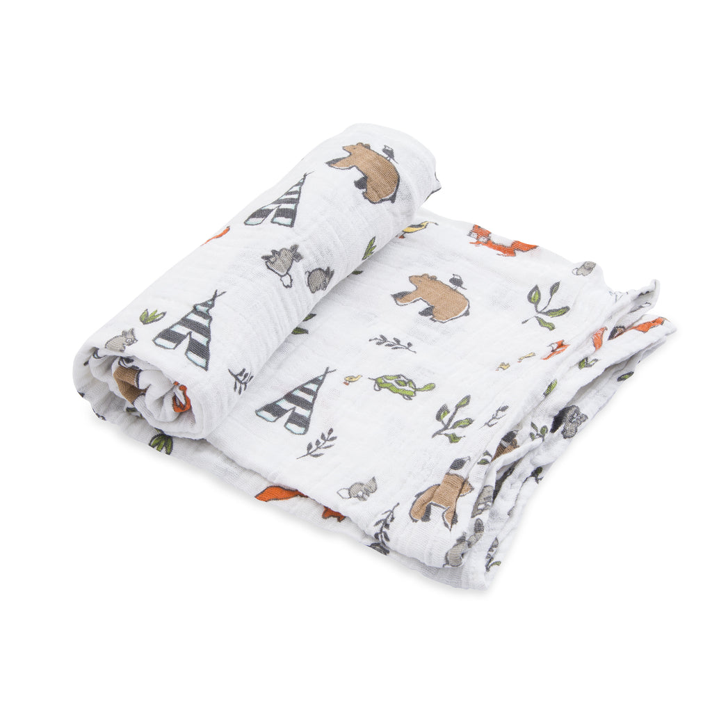 Cotton Muslin Swaddle Blanket - Forest Friends