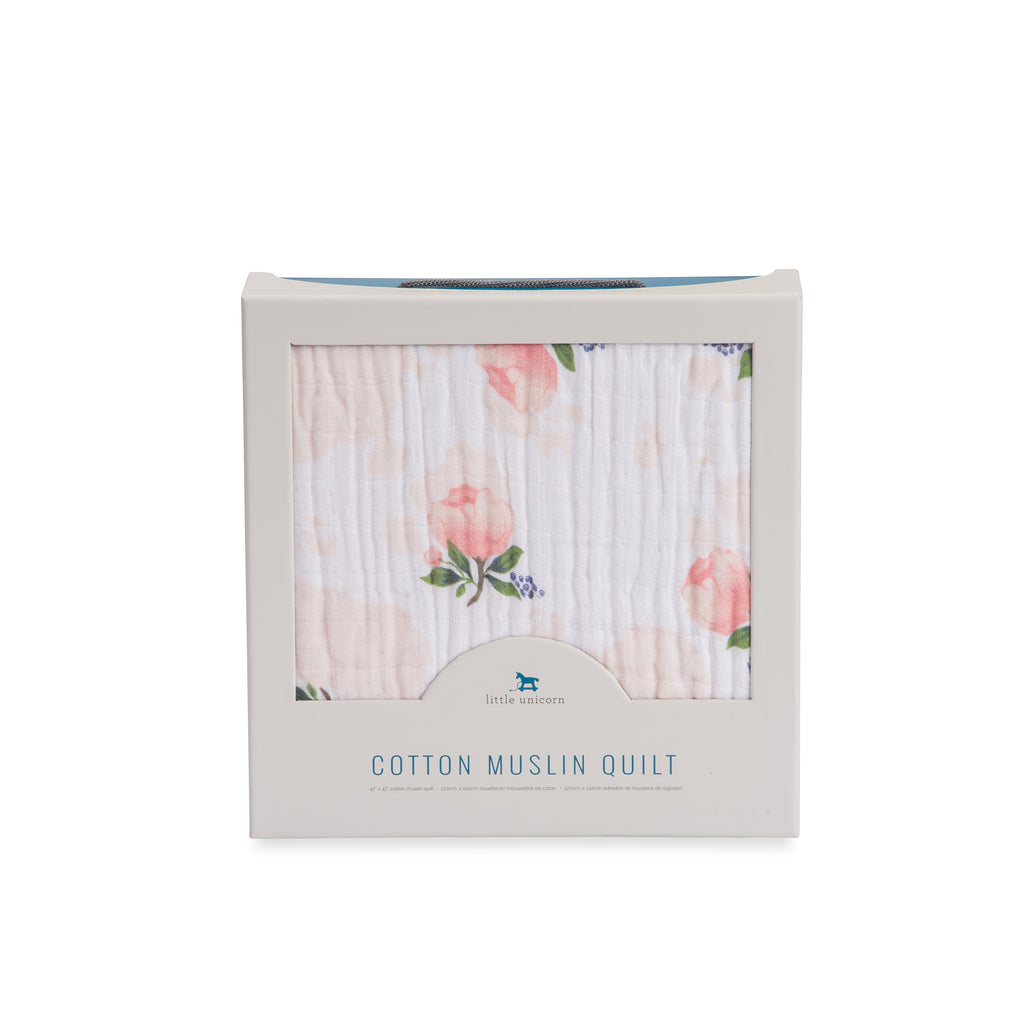 WATERCOLOR ROSE COTTON MUSLIN QUILT