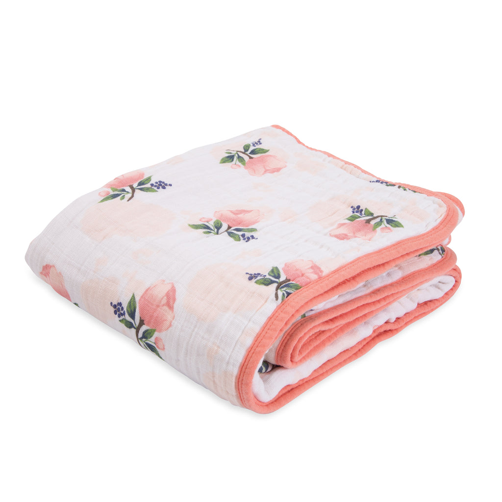 WATERCOLOR ROSE COTTON MUSLIN QUILT