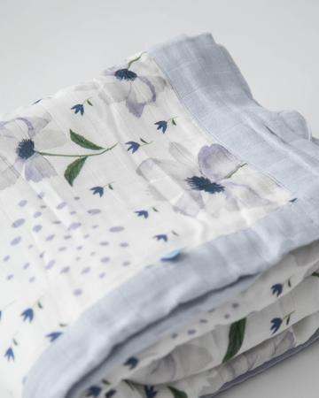 BIG KID DELUXE MUSLIN QUILT- BLUE WINDFLOWER